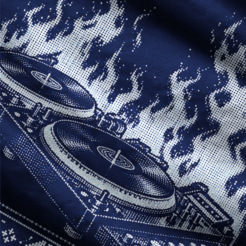 Soulisfree Flaming halftone DJ Fuzzy Cardigan Sweater