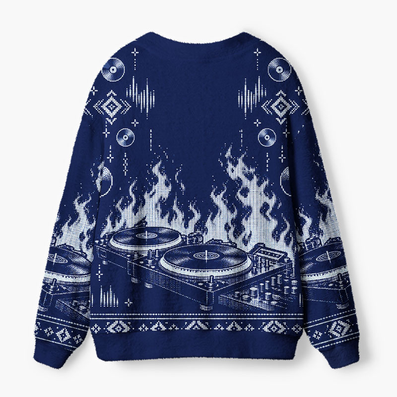Soulisfree Flaming halftone DJ Fuzzy Cardigan Sweater