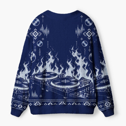 Soulisfree Flaming halftone DJ Fuzzy Cardigan Sweater