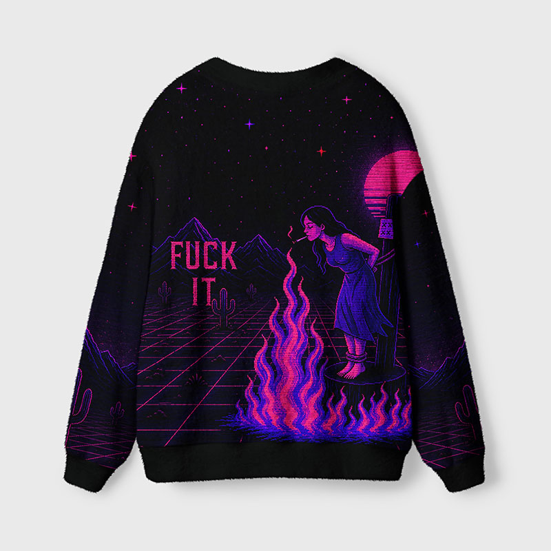 Soulisfree Fuck It Fuzzy Cardigan Sweater 