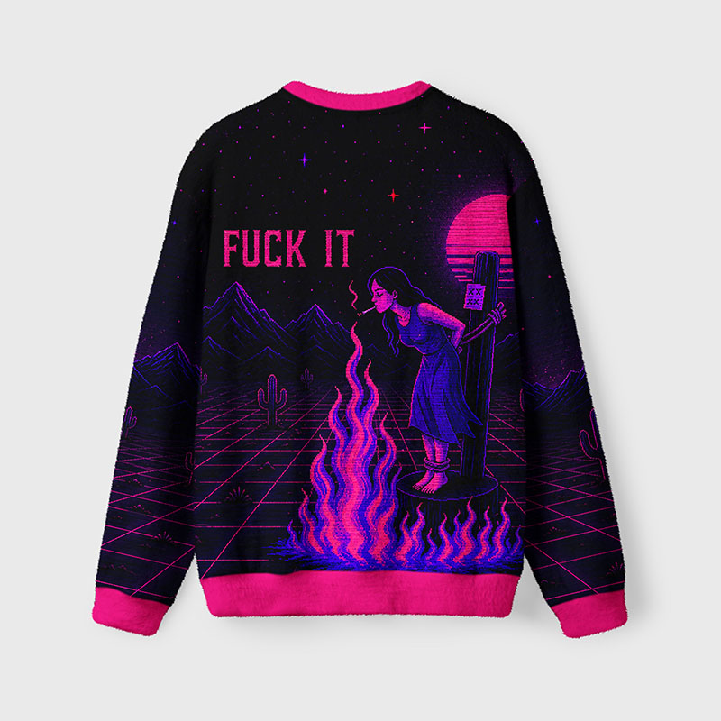 Soulisfree Fuck it Fuzzy Crewneck Sweater