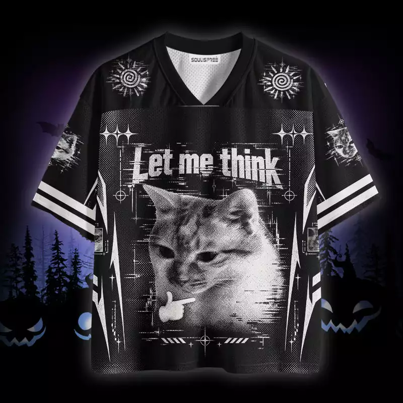 Soulisfree Funny Cat Let Me Think Mesh Jersey