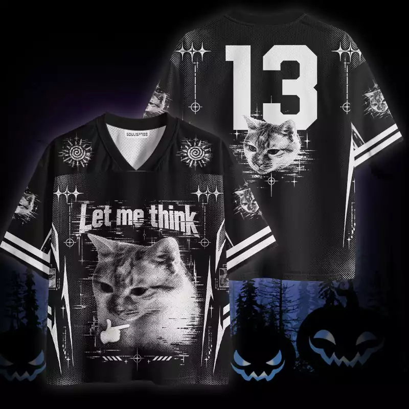 Soulisfree Funny Cat Let Me Think Mesh Jersey