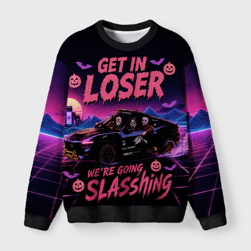 Soulisfree Get In Loser Sweatshirt Fuzzy Crewneck Sweater
