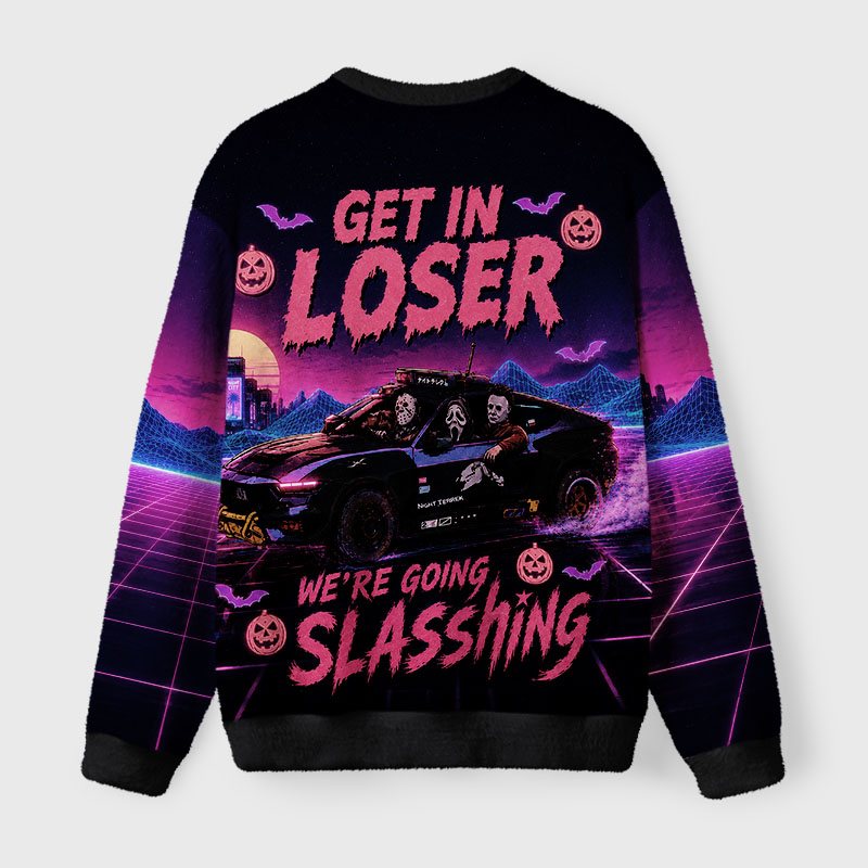 Soulisfree Get In Loser Sweatshirt Fuzzy Crewneck Sweater