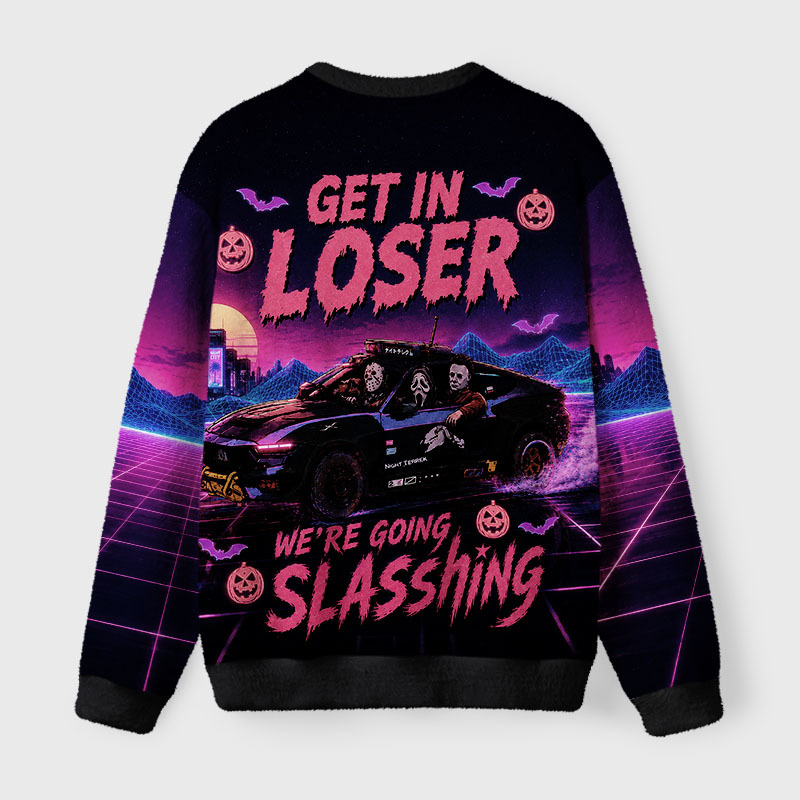 Soulisfree Get In Loser Sweatshirt Fuzzy Crewneck Sweater