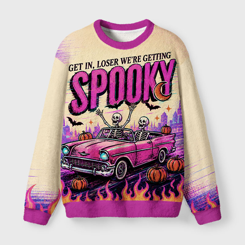 Soulisfree Getting Spooky Sweatshirt Fuzzy Crewneck Sweater