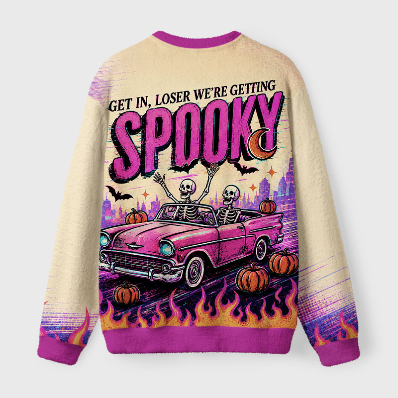 Soulisfree Getting Spooky Sweatshirt Fuzzy Crewneck Sweater