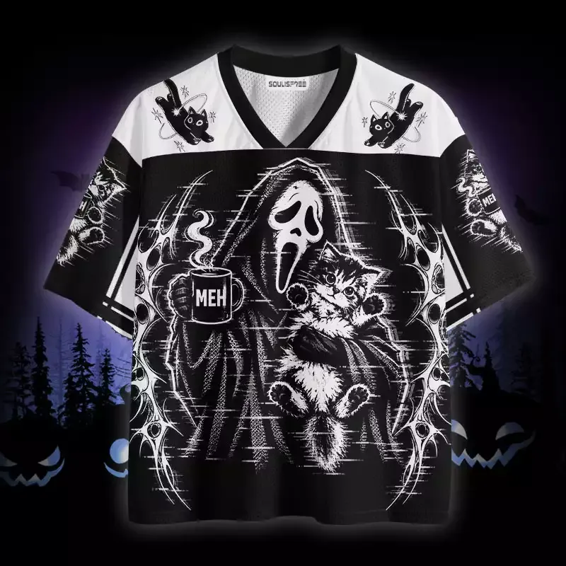 Soulisfree Ghostface Kitten MEH Coffee Mesh Jersey