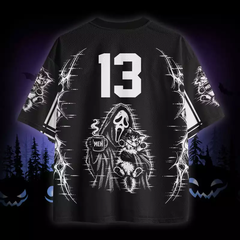 Soulisfree Ghostface Kitten MEH Coffee Mesh Jersey