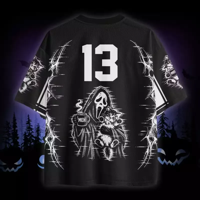 Soulisfree Ghostface Kitten MEH Coffee Mesh Jersey