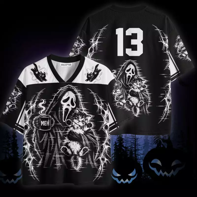 Soulisfree Ghostface Kitten MEH Coffee Mesh Jersey