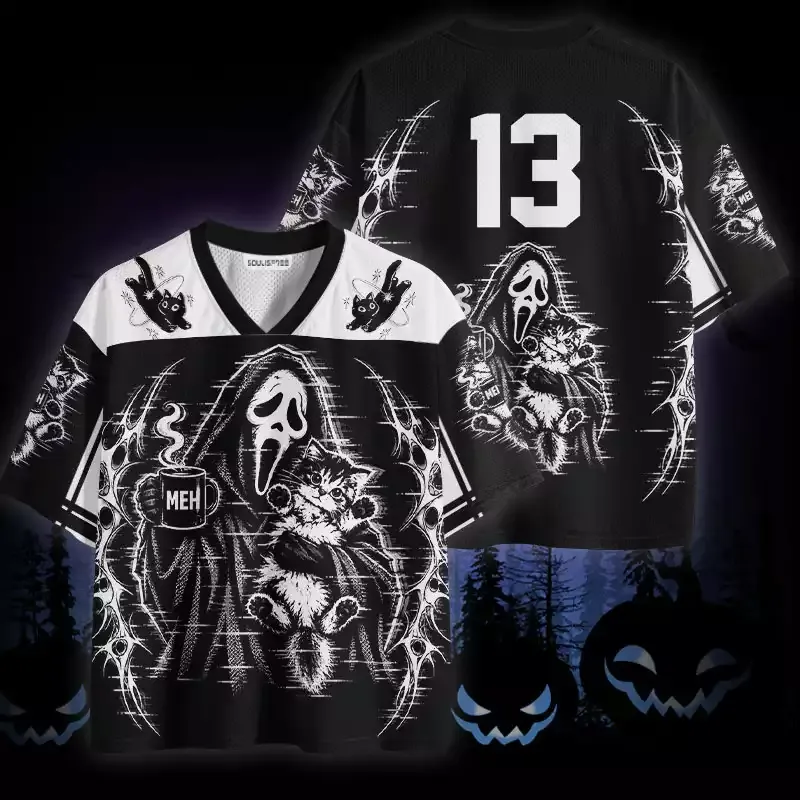 Soulisfree Ghostface Kitten MEH Coffee Mesh Jersey