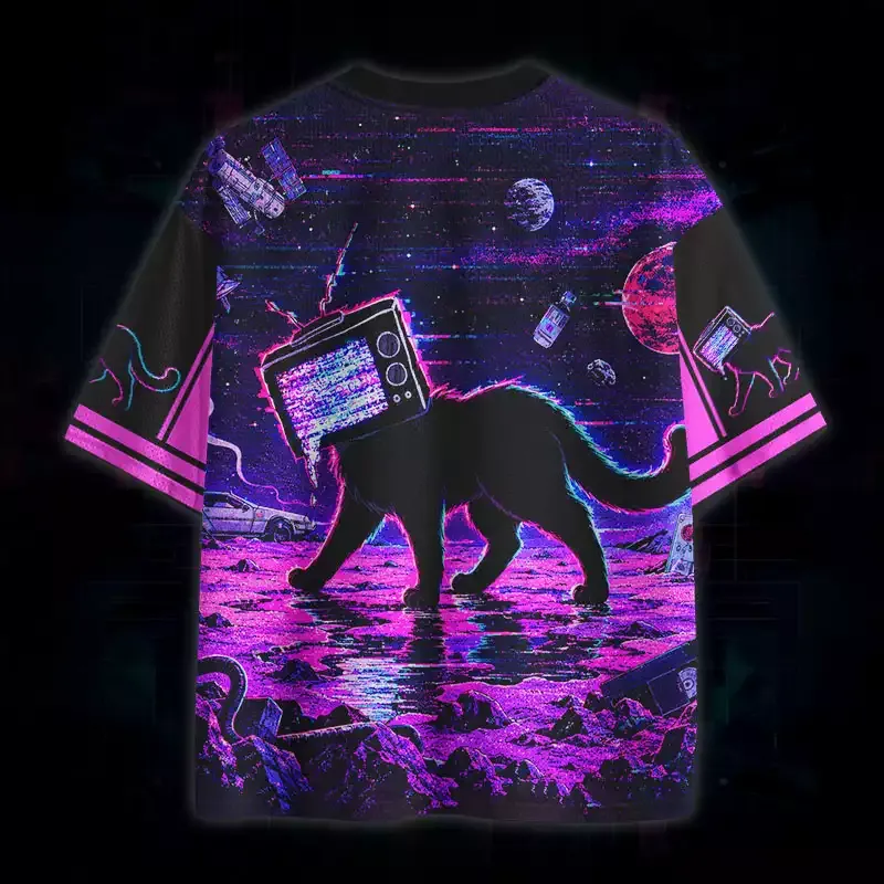 Soulisfree Glitch Cat in Space Mesh Jersey