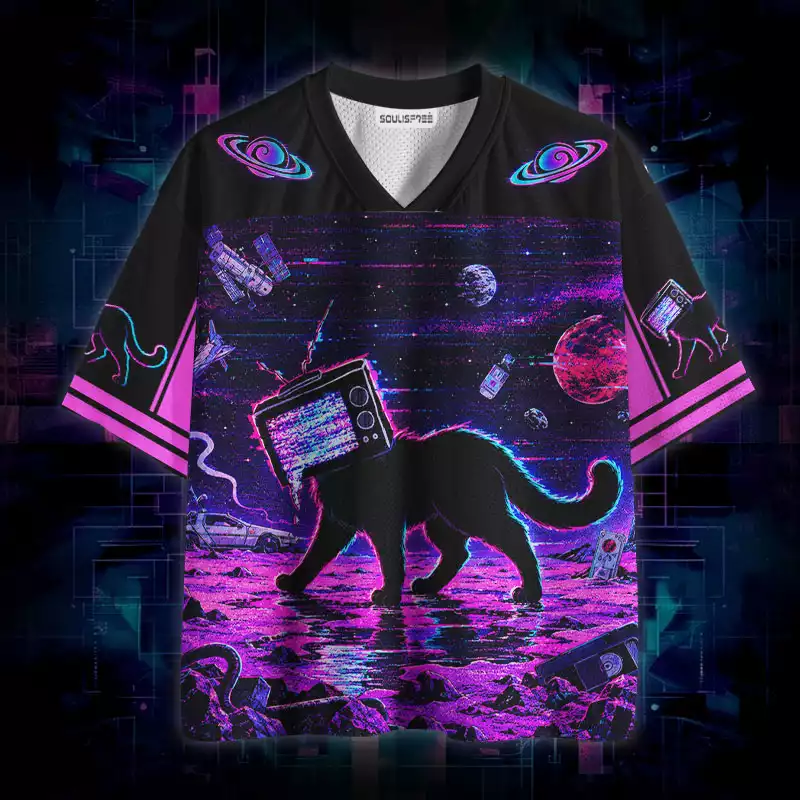 Soulisfree Glitch Cat in Space Mesh Jersey