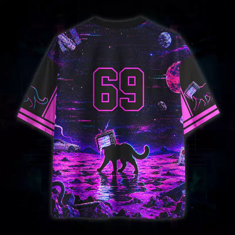 Soulisfree Glitch Cat in Space Mesh Jersey