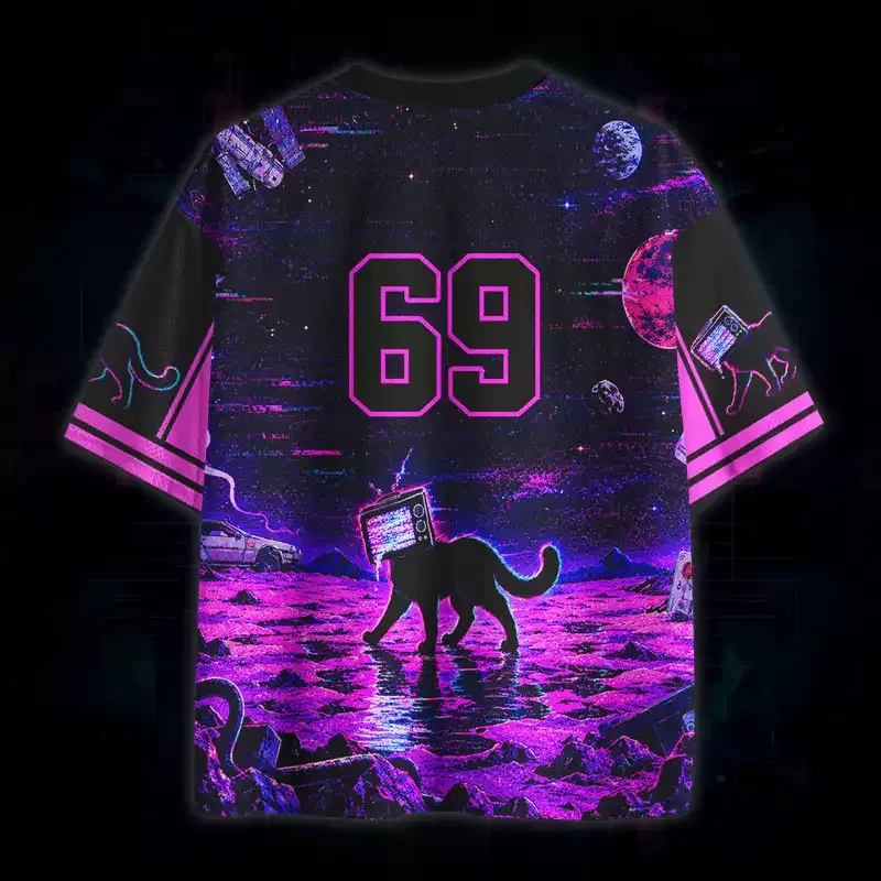 Soulisfree Glitch Cat in Space Mesh Jersey
