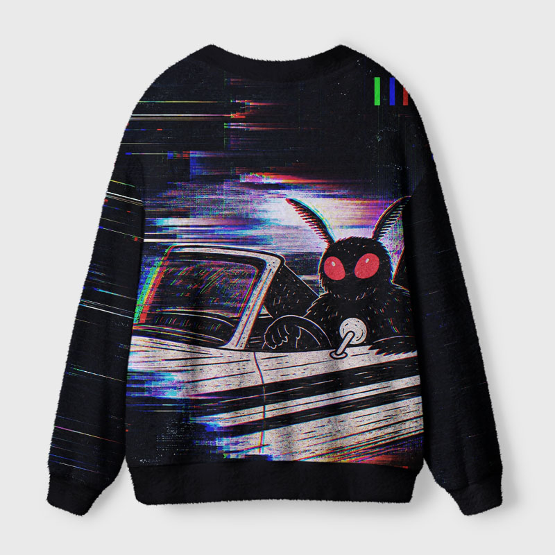 Soulisfree Glitch Mothman Night Drive Cardigan Fuzzy Cardigan Sweater 