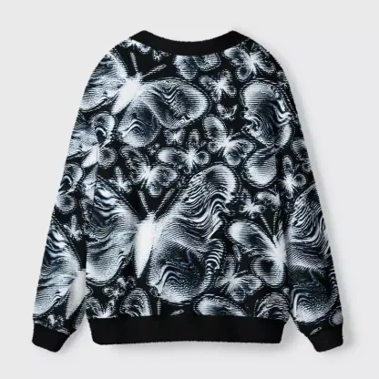 Soulisfree Glitched Butterfly Scanline Cardigan Fuzzy Cardigan Sweater