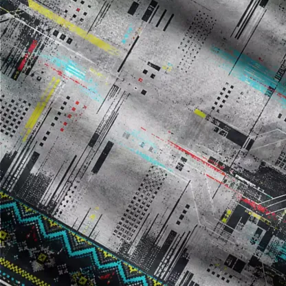 Soulisfree Glitched Circuit Techwear Weave Fuzzy Cardigan Sweater