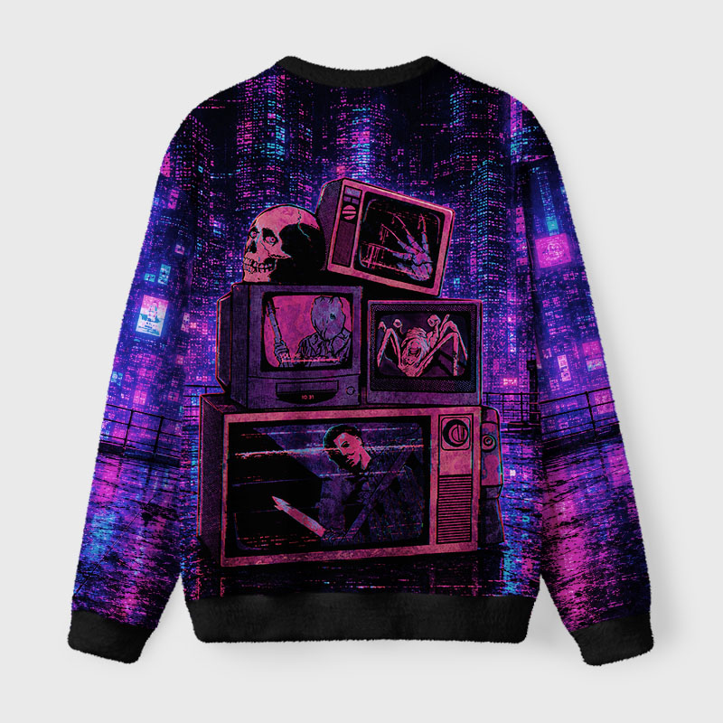 Soulisfree Halloween Movies Fuzzy Crewneck Sweater