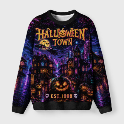 Soulisfree Halloween Town Fuzzy Crewneck Sweater