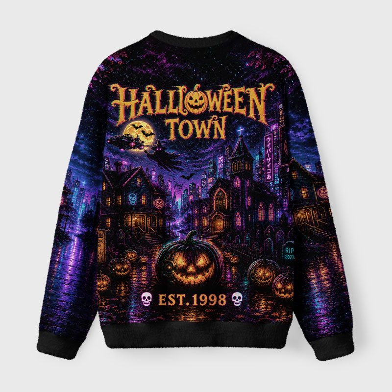 Soulisfree Halloween Town Fuzzy Crewneck Sweater