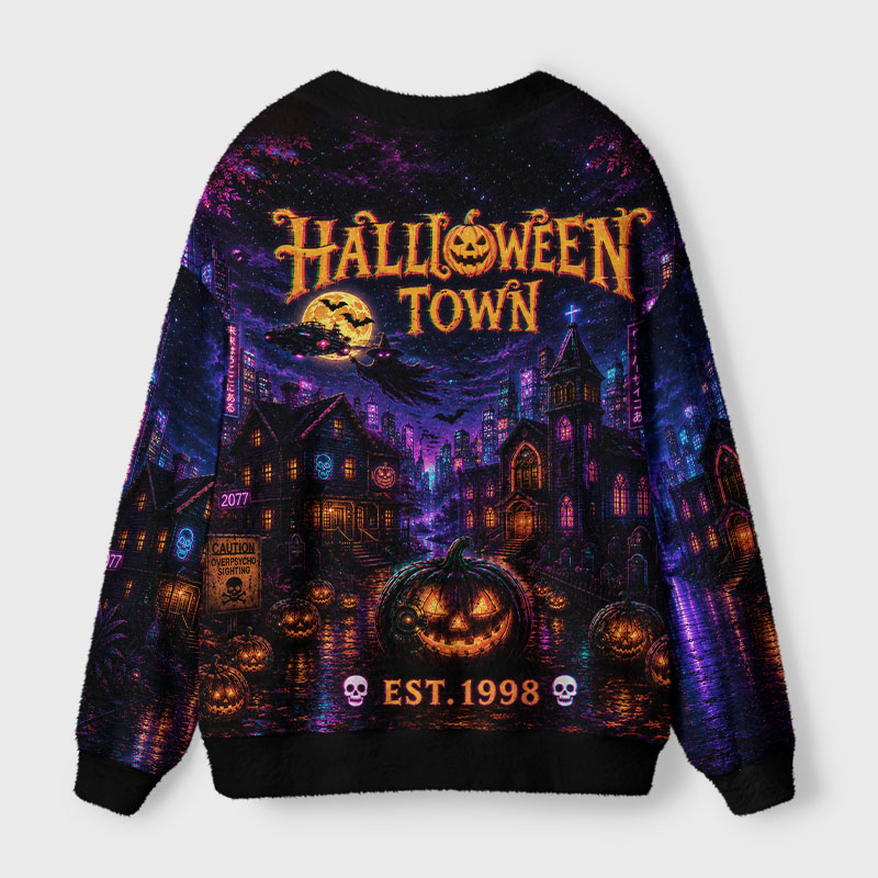 Soulisfree Halloween Town  Cardigan Fuzzy Cardigan Sweater 