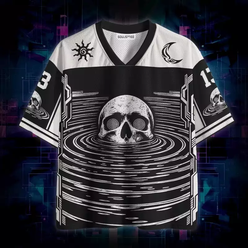 Soulisfree Hypnotic Skull Ripple Mesh Jersey