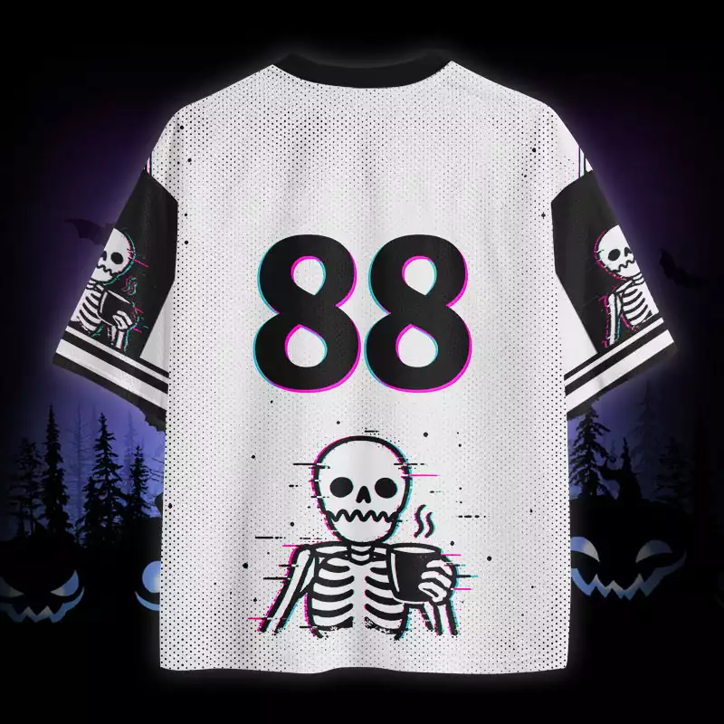 Soulisfree I Am Fine Glitch Skeleton Coffee Mesh Jersey