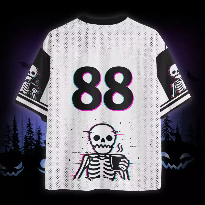 Soulisfree I Am Fine Glitch Skeleton Coffee Mesh Jersey