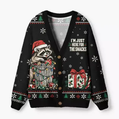 Soulisfree I'm Just Here For The Snacks Fuzzy Cardigan Sweater