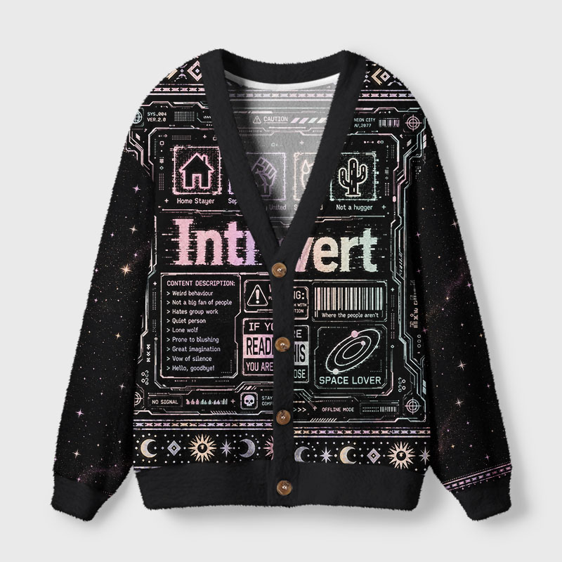 Soulisfree Introvert Cardigan Fuzzy Cardigan Sweater 