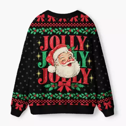 Soulisfree Jolly Jolly Jolly Christmas Fuzzy Cardigan Sweater