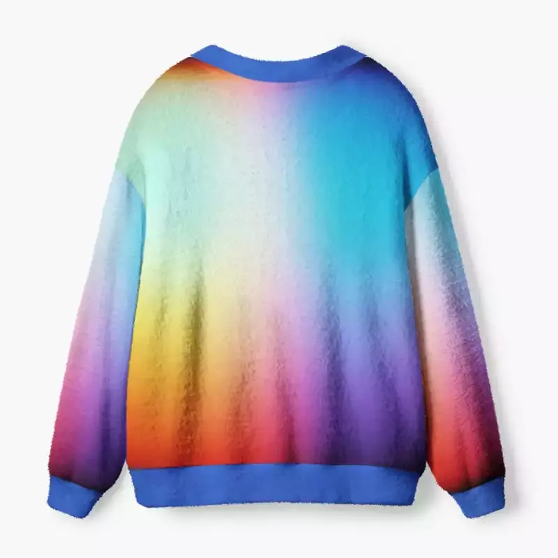 Soulisfree Luminous Abstract Gradient Fuzzy Cardigan Sweater