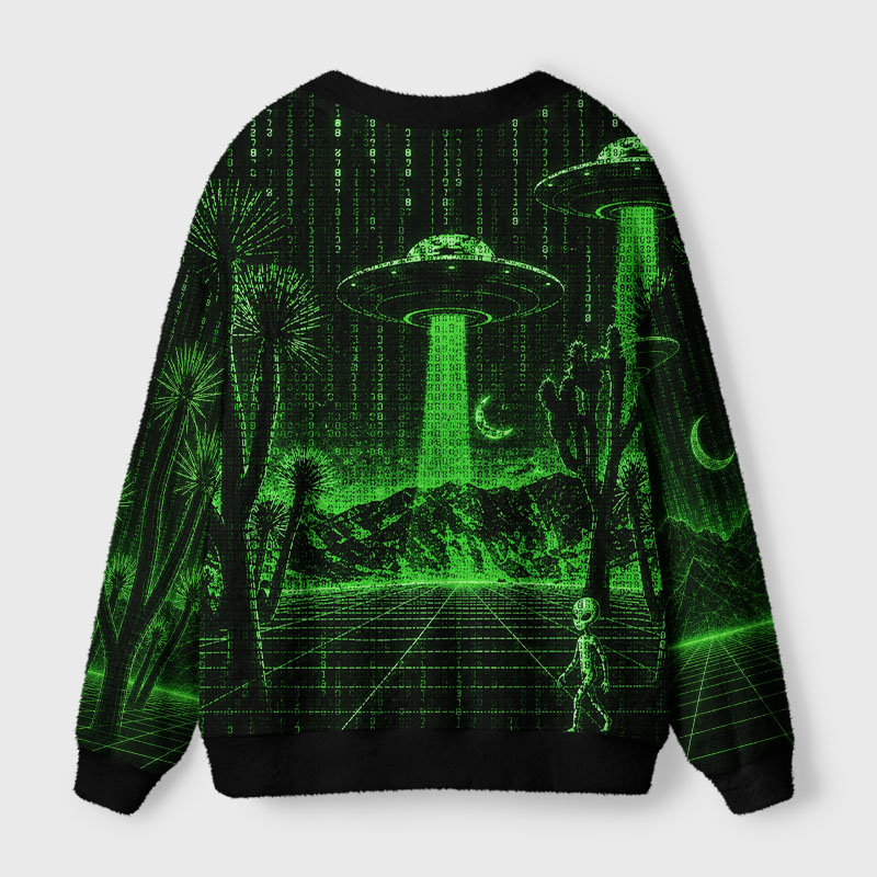 Soulisfree Matrix Alien Invasion Cardigan Fuzzy Cardigan Sweater 