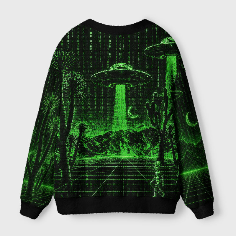 Soulisfree Matrix Alien Invasion Cardigan Fuzzy Cardigan Sweater 