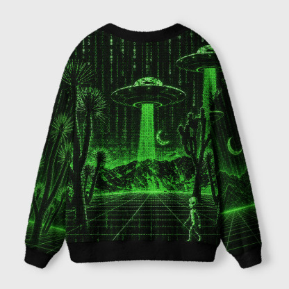 Soulisfree Matrix Alien Invasion Cardigan Fuzzy Cardigan Sweater 