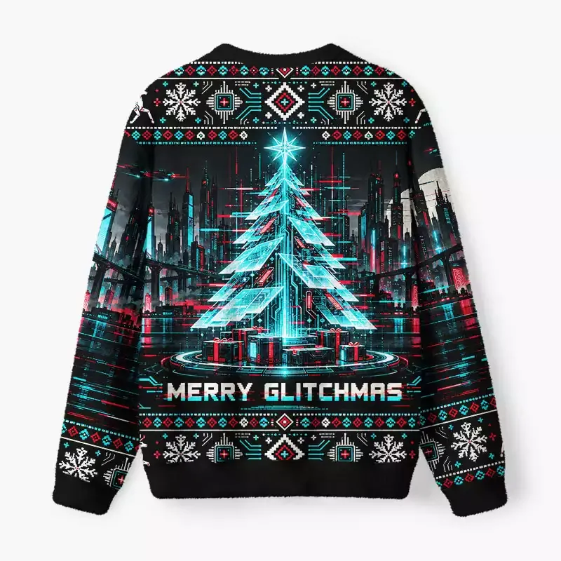 Soulisfree Merry Glitchmas Fuzzy Crewneck Sweater