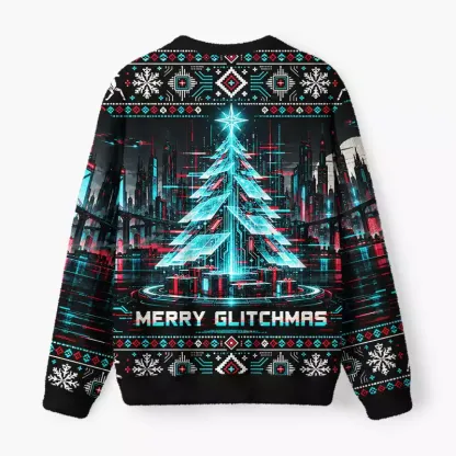 Soulisfree Merry Glitchmas Fuzzy Crewneck Sweater