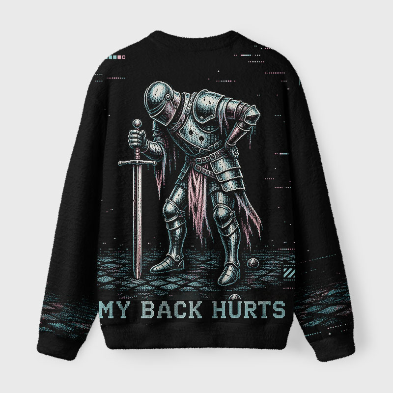 Soulisfree My Back Hurts Fuzzy Crewneck Sweater