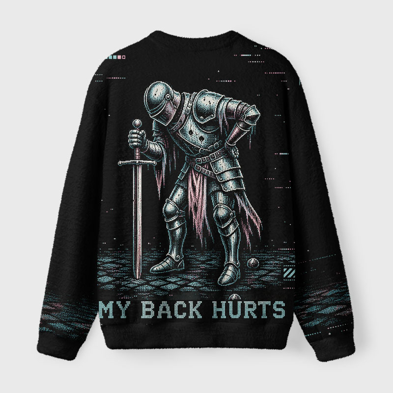 Soulisfree My Back Hurts Fuzzy Crewneck Sweater