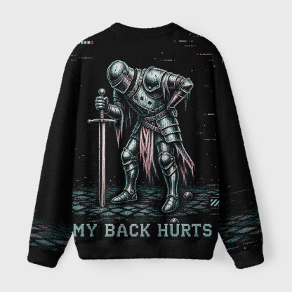 Soulisfree My Back Hurts Fuzzy Crewneck Sweater