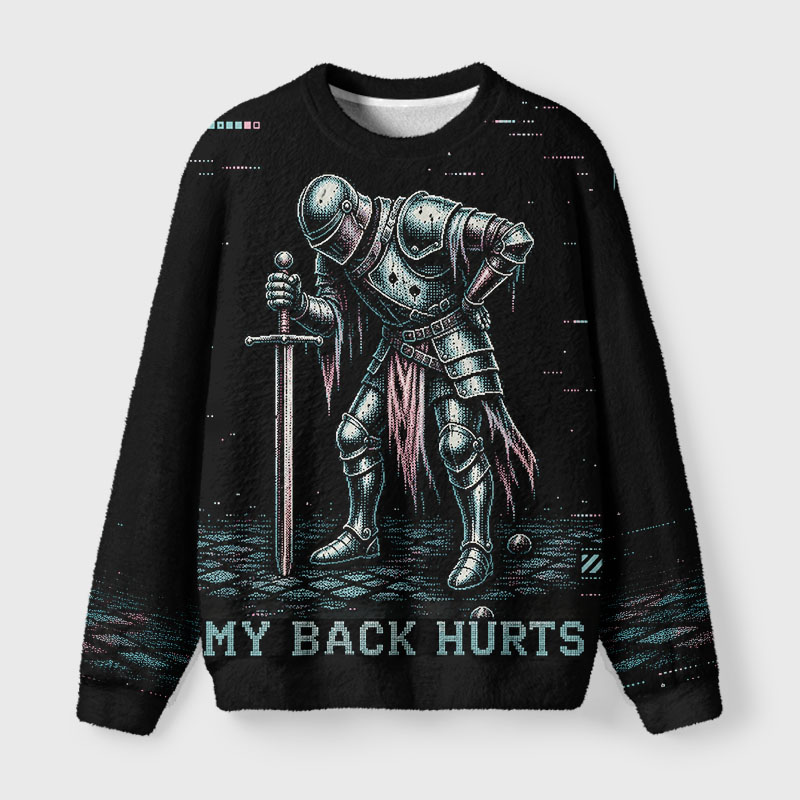Soulisfree My Back Hurts Fuzzy Crewneck Sweater