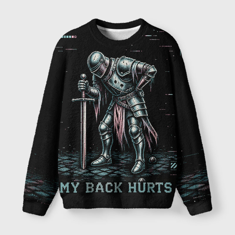 Soulisfree My Back Hurts Fuzzy Crewneck Sweater