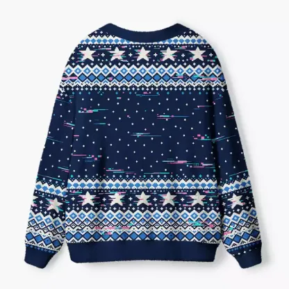 Soulisfree Navy Fair Isle Fuzzy Cardigan Sweater