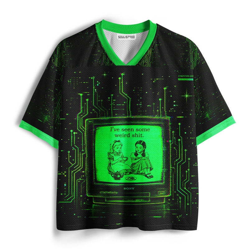Soulisfree Neon Circuit Glitch TV Mesh Jersey