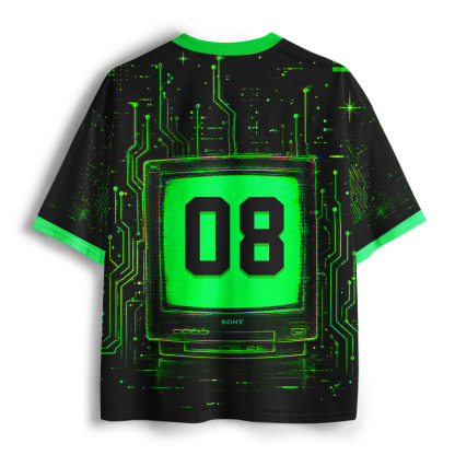 Soulisfree Neon Circuit Glitch TV Mesh Jersey