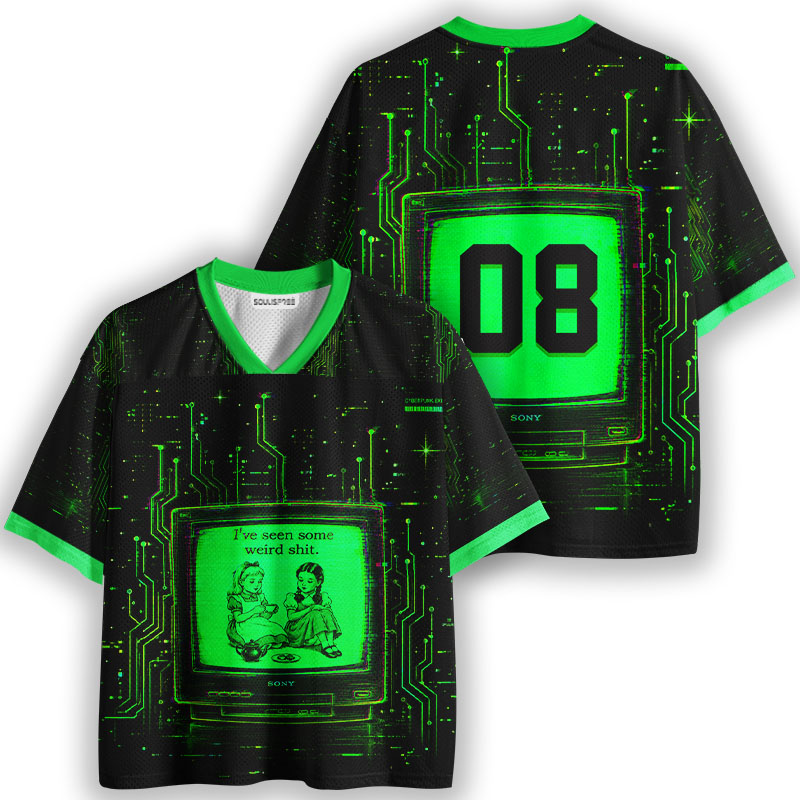 Soulisfree Neon Circuit Glitch TV Mesh Jersey