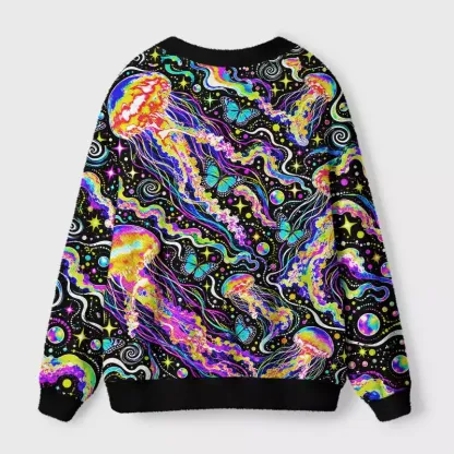 Soulisfree Neon Cosmic Swirl Cardigan Fuzzy Cardigan Sweater